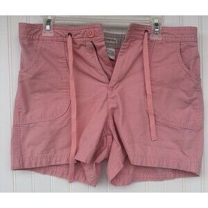 St. John’s Bay Women’s Pink Cotton Shorts Size 10 Drawstring Casual-See Note